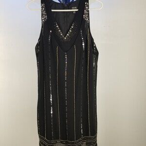 Nicole Keller Black Beaded Cocktail Dress – Size 10